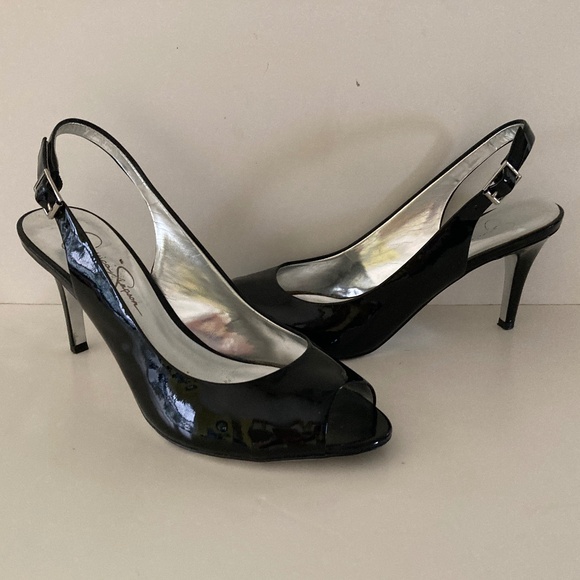 Jessica Simpson Maryanne Black Patent Leather Slingback Heels/8B/EXC. CONDITION! - Picture 1 of 7